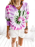 V Ausschinitt Tie-Dye Sweatshirts