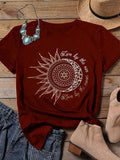 Retro Sonne Buchstabe Print Kurzarmshirts