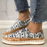 Stoff Muster Schlupf Flach Sneakers