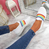 Regenbogen Farben Flyknit Schlupf Laufschuhe Sneakers