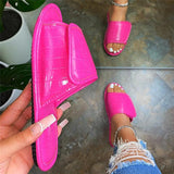 Glanz Lackleder Kariert Pantoffel