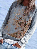Schmetterlingprint Crew Ausschnitt Warm T shirts