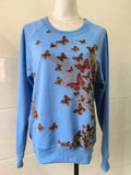 Schmetterlingprint Crew Ausschnitt Warm T shirts