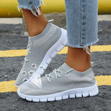 Flyknit Stoff Sportlisch Flache Schnürsneakers Pink Grau Schwarz