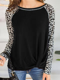 Leopard Lang Ärmeln Sweatshirts mit Crew Ausschnitt