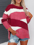 Warm Gestreift Gestrickt Pullover mit Crew Ausschnitt