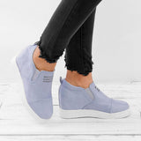 Fashion Buchstabe Slip-On Keil Turnschuhe Kunstwildleder Keilabsatz Lässig Turnschuhe