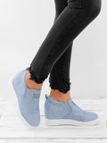 Fashion Buchstabe Slip-On Keil Turnschuhe Kunstwildleder Keilabsatz Lässig Turnschuhe