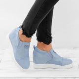 Fashion Buchstabe Slip-On Keil Turnschuhe Kunstwildleder Keilabsatz Lässig Turnschuhe