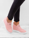 Fashion Buchstabe Slip-On Keil Turnschuhe Kunstwildleder Keilabsatz Lässig Turnschuhe