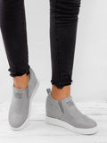 Fashion Buchstabe Slip-On Keil Turnschuhe Kunstwildleder Keilabsatz Lässig Turnschuhe