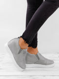 Fashion Buchstabe Slip-On Keil Turnschuhe Kunstwildleder Keilabsatz Lässig Turnschuhe