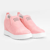Fashion Buchstabe Slip-On Keil Turnschuhe Kunstwildleder Keilabsatz Lässig Turnschuhe