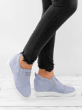 Fashion Buchstabe Slip-On Keil Turnschuhe Kunstwildleder Keilabsatz Lässig Turnschuhe