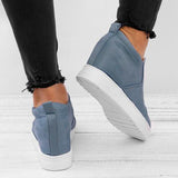 Fashion Buchstabe Slip-On Keil Turnschuhe Kunstwildleder Keilabsatz Lässig Turnschuhe