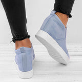 Fashion Buchstabe Slip-On Keil Turnschuhe Kunstwildleder Keilabsatz Lässig Turnschuhe