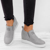 Fashion Buchstabe Slip-On Keil Turnschuhe Kunstwildleder Keilabsatz Lässig Turnschuhe