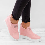Fashion Buchstabe Slip-On Keil Turnschuhe Kunstwildleder Keilabsatz Lässig Turnschuhe
