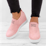 Fashion Buchstabe Slip-On Keil Turnschuhe Kunstwildleder Keilabsatz Lässig Turnschuhe