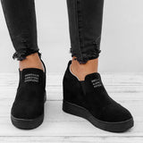 Fashion Buchstabe Slip-On Keil Turnschuhe Kunstwildleder Keilabsatz Lässig Turnschuhe