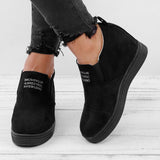 Fashion Buchstabe Slip-On Keil Turnschuhe Kunstwildleder Keilabsatz Lässig Turnschuhe