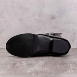 Kunstleder Schnürung-Stiefel Damen mit Verstellbarer Schnalle