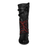 Kunstleder Schnürung-Stiefel Damen mit Verstellbarer Schnalle