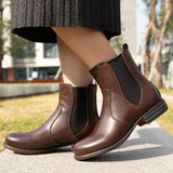 Kurzer Retro-Stiefel für Damen mit niedrigem Absatz