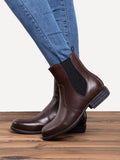 Kurzer Retro-Stiefel für Damen mit niedrigem Absatz
