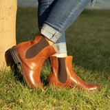 Kurzer Retro-Stiefel für Damen mit niedrigem Absatz