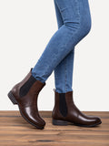 Kurzer Retro-Stiefel für Damen mit niedrigem Absatz