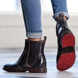 Kurzer Retro-Stiefel für Damen mit niedrigem Absatz