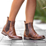 Kurzer Retro-Stiefel für Damen mit niedrigem Absatz
