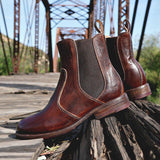 Kurzer Retro-Stiefel für Damen mit niedrigem Absatz