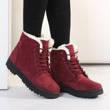 Schnürung Damen Slip-On Stiefelette aus Veloursleder