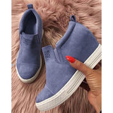 Fashion Buchstabe Slip-On Keil Turnschuhe Kunstwildleder Keilabsatz Lässig Turnschuhe