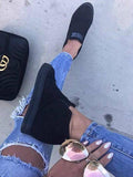 Fashion Buchstabe Slip-On Keil Turnschuhe Kunstwildleder Keilabsatz Lässig Turnschuhe