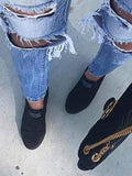 Fashion Buchstabe Slip-On Keil Turnschuhe Kunstwildleder Keilabsatz Lässig Turnschuhe