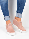 Fashion Buchstabe Slip-On Keil Turnschuhe Kunstwildleder Keilabsatz Lässig Turnschuhe