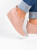 Fashion Buchstabe Slip-On Keil Turnschuhe Kunstwildleder Keilabsatz Lässig Turnschuhe