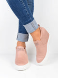 Fashion Buchstabe Slip-On Keil Turnschuhe Kunstwildleder Keilabsatz Lässig Turnschuhe
