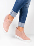 Fashion Buchstabe Slip-On Keil Turnschuhe Kunstwildleder Keilabsatz Lässig Turnschuhe