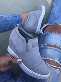 Fashion Buchstabe Slip-On Keil Turnschuhe Kunstwildleder Keilabsatz Lässig Turnschuhe