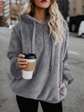 Flauschige Sweatshirt mit Reißverschluss und Kapuze