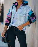 Tie-Dye Tassel Denim Jackenmantel