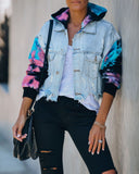 Tie-Dye Tassel Denim Jackenmantel