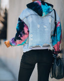 Tie-Dye Tassel Denim Jackenmantel
