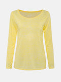 Unifarben T-Shirt aus Baumwolle Langarm Rundhals