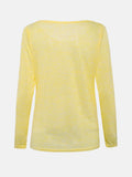 Unifarben T-Shirt aus Baumwolle Langarm Rundhals