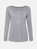 Unifarben T-Shirt aus Baumwolle Langarm Rundhals